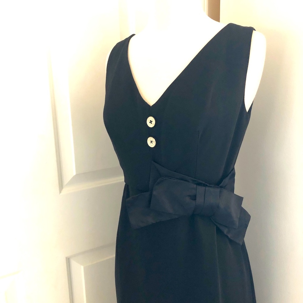 Vintage LBD-Crepe Bow Rhinestones Peck Peck NY 4/6